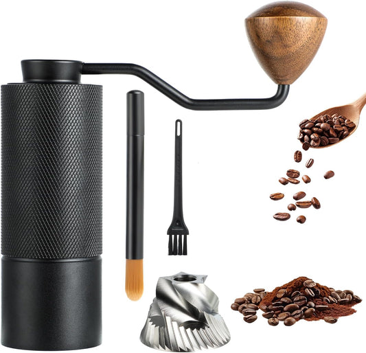 Ręczny młynek do kawy, ze stożkowym zadziorem ze stali nierdzewnej, przenośny i mały młynek do kawy do espresso do francuskiej prasy